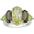 Sterling Silver Smokey Quartz and Peridot Ring
