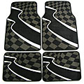 Grey Checkered Flag Front/ Rear Car Floor Mat Set