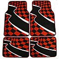 Red Checkered Flag Front and Rear Carpet Car Floor Mats