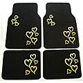 Yellow Hearts Front and Rear Carpet Car Floor Mats