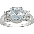14k Gold Aquamarine and 1/6ct TDW Diamond Ring