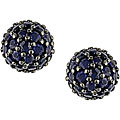 Sterling Silver Round Blue Sapphire Ball Earrings