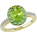 14k Gold Peridot, Tsavorite and 1/10ct TDW Diamond Ring
