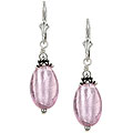 Charming Life Sterling Silver Pink Art Glass Oval Earrings