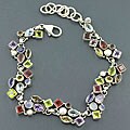 Sterling Silver Multi-gemstone and Pearl Bracelet (India)