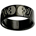 Black Stainless Steel Etched Skull Band