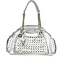 Versace Silver Metallic Leather Satchel