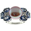 Sterling Silver Pink Pearl and Iolite Ring (10-11 mm) (Size 7)