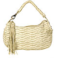 Versace Soft Puckered Leather Beige Hobo Bag