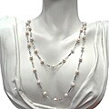 Sterling Silver Freshwater Pearl Link Necklace (7-7.5 mm)
