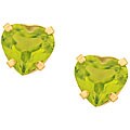 10k Gold Peridot Heart Earrings