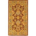 Handmade Kerman Brown/ Blue Wool Rug (2'3 x 4')