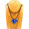 Blue Glass Heart Necklace with Back Spirals (Chile)