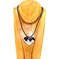 Black and White Glass Heart Necklace with Spirals (Chile)