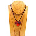 Red Glass Heart Necklace with Spirals (Chile)