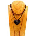 Black Glass Heart Pendant with Bronze Spirals (Chile)