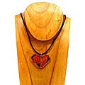 Clear Glass Heart Pendant with Red Spirals (Chile)