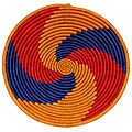 Large Red/ Blue/ Orange Swirl-design Coil Basket (Uganda)