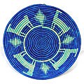 Two-tone Blue Animal Pictorial Coil Basket (Uganda)