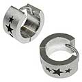 Stainless Steel Huggie Earrings with Stars