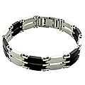 Stainless Steel and Rubber Alternating Link Bracelet