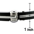 Stainless Steel and Black Rubber Hinged Bangle