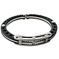 Stainless Steel and Black Rubber Cuff Bracelet
