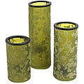 Flocked Dark Green Candle Holders (Set of 3) 