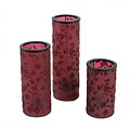 Red Flocked Tealight Candleholders (Set of 3)