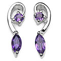 Sterling Silver Amethyst Curved Earrings