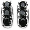 Sterling Silver Sapphire 3-stone Earrings