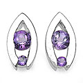 Sterling Silver Amethyst Modern Teardrop Earrings