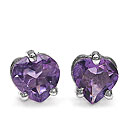 Sterling Silver Amethyst Heart Earrings