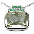 Sterling Silver Green Amethyst and Emerald Necklace
