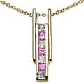 14k Gold Overlay Pink and White Sapphire Pendant