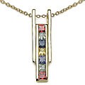 14k Yellow Goldplated Silver Multi-sapphire Pendant