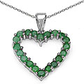 Sterling Silver Emerald Open Heart Necklace