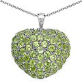 Silver Genuine Peridot Heart Cluster Necklace