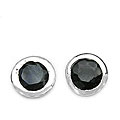Sterling Silver Sapphire Round Stud Earrings