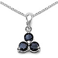 Silver Genuine Sapphire Three-stone Necklace