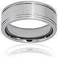 Titanium 9mm Brushed and Polished Grooved Ring