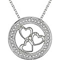 Silver 1/10ct TDW Diamond 3-hearts in Circle Necklace