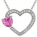 Sterling Silver Created Sapphire and 1/8ct TDW Diamond Necklace
