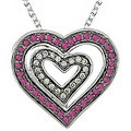 Sterling Silver Created Ruby and 1/10ct TDW Diamond Necklace