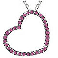 Sterling Silver Created Pink Sapphire Heart Necklace