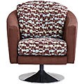 Geo Orbit Modern Arm Chair Dark Brown Microfiber