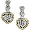 Silver and 10k Gold 1/8ct TDW Diamond Heart Earrings