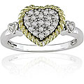 Silver and 10k Gold 1/5ct TDW Diamond Heart Ring