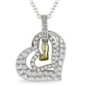 Silver and 10k Gold 1/4ct TDW Heart Necklace (J-K, I3)