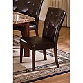 Button-tufted Espresso Brown Bi-cast Leather Chairs (Set of 2)